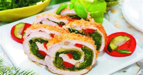 priprava mesne štruce s špinačnim nadevom