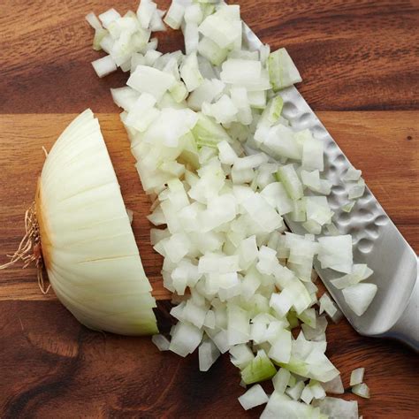 Photo showing finely diced onions