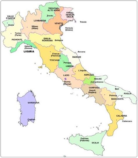 Mapa glavnih pridelovalnih območij lešnikov v Italiji