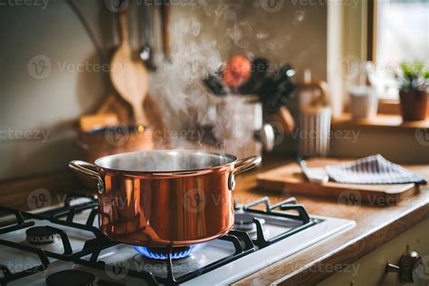 Thematic photo of a simmering pot of goulash on a stove