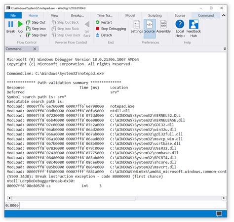 Prikaz uporabe razhroščevalnika Microsoft Windows Debugger za analizo sledi odpovedi