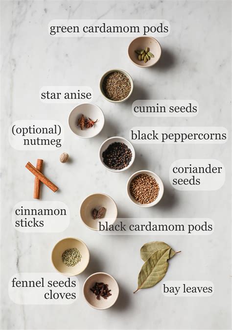 Infographic of common Indian spices (cumin, coriander, turmeric, garam masala, cardamom)