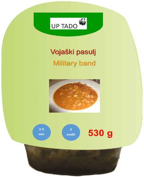 Vojaški pasulj postrežen s prilogami in kruhom