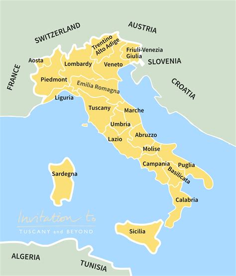 Map highlighting Italian regions where 