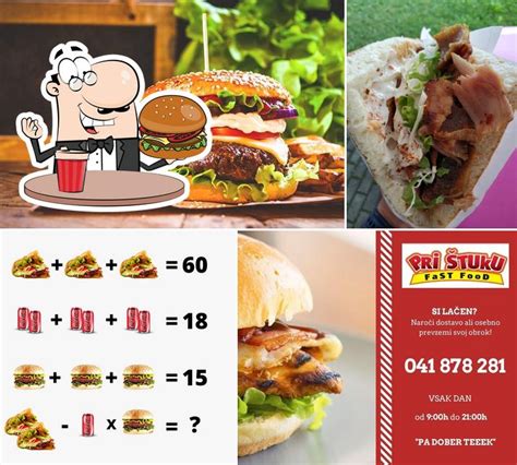 Različne jedi iz menija Fast Food Pri Štuku (kebab, burger, jufka)