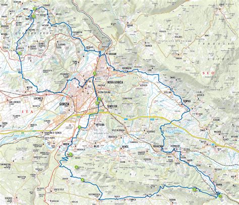 Zemljevid Primorske s poudarkom na kulinaričnih posebnostih posameznih podregij (Istra, Kras, Goriška brda, Vipavska dolina)