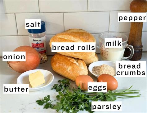 Photo of ingredients for bread dumplings on a kitchen counter