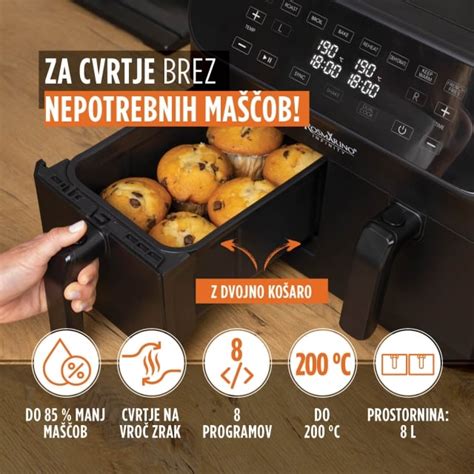 Prikaz čiščenja posameznih delov cvrtnika na vroč zrak