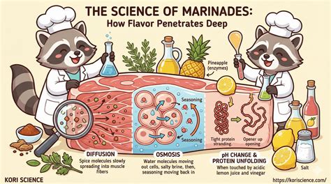 The science of marinades: meat cross-section showing minimal penetration