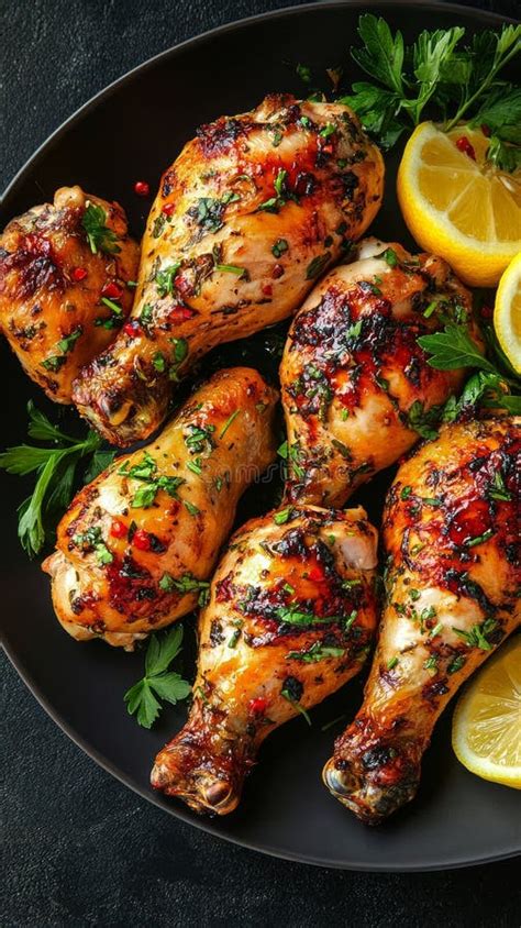 Photo of grilled chicken drumsticks with herbs