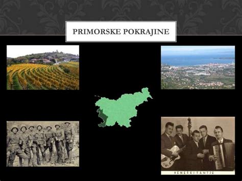 Tematska fotografija, ki prikazuje raznolikost primorske pokrajine (morje, griči, gore)