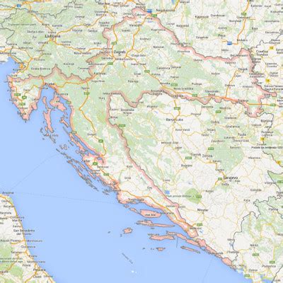Zemljevid Hrvaške z označenimi kulinaričnimi regijami
