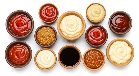 Assortment of sauces in bowls