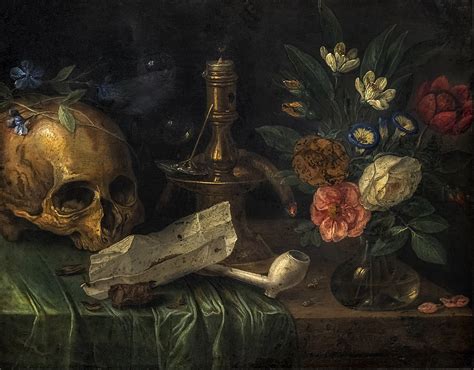 Primer vanitas tihožitja s simboli minljivosti