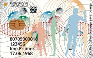 Izgled sprednje strani kartice, izdane do leta 2008, ki ostaja veljavna