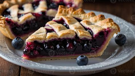 Thematic photo of a slice of blueberry pie