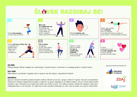 Infografika ali ilustracija igre Človek razgibaj se, ki prikazuje igralno polje in figurice