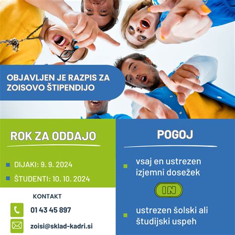 Infografika: Roki za oddajo vloge za Zoisovo štipendijo za dijake in študente