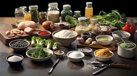 Photo of all ingredients laid out on a kitchen counter