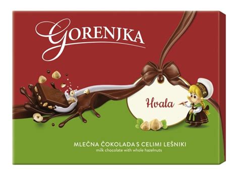Fotografija praznične embalaže čokolade Gorenjka z gorenjskim nageljnom