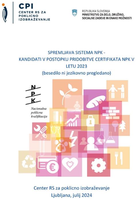 Infografika postopka pridobitve NPK: od oddaje zbirne mape do praktičnega preverjanja in pridobitve certifikata