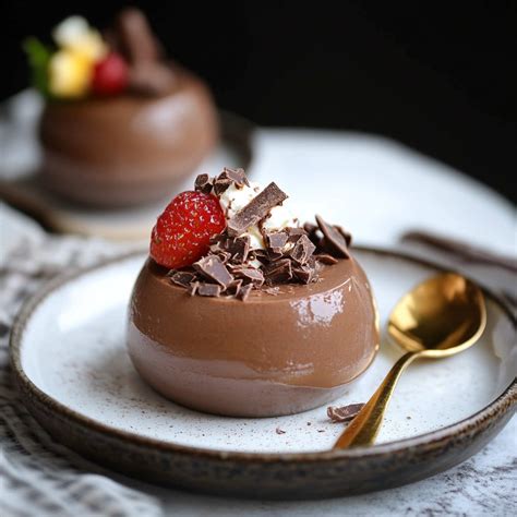 Photo of panna cotta with a rich chocolate drizzle