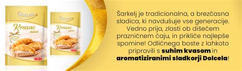 Embalaža suhega kvasa Dolcela z oznako roka trajanja.