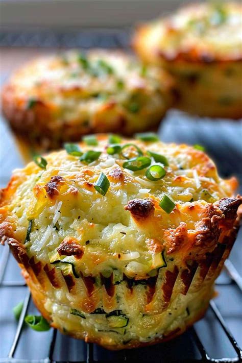 Muffin tray with baked shredded potato mounds