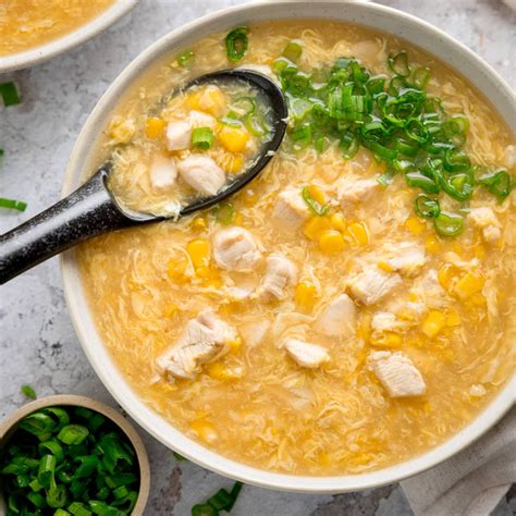 Infographic of the stages of cooking chicken corn soup with cheese