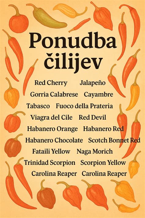 Infografika Scovillove lestvice pekočnosti čilijev