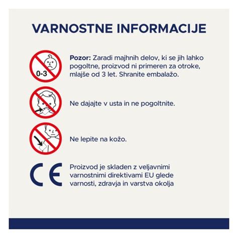 Ikona z opozorilom o majhnih delcih in primernosti za otroke.