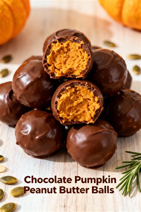 Thematic photo of chocolate-pumpkin balls, some rolled in pumpkin seeds, on a serving plate
