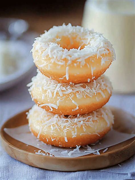 Photo of simply glazed baked coconut donuts