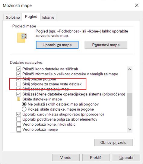 Nastavitve zasebnosti v Raziskovalcu datotek: prikaz možnosti prikaza nedavno uporabljenih datotek in pogosto uporabljenih map