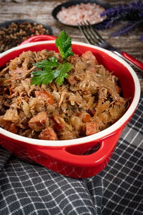 Photo of a traditional Serbian sauerkraut and dried meat stew