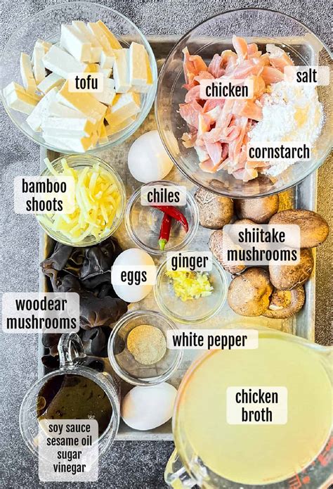 Infographics showing all ingredients for sweet and sour soup