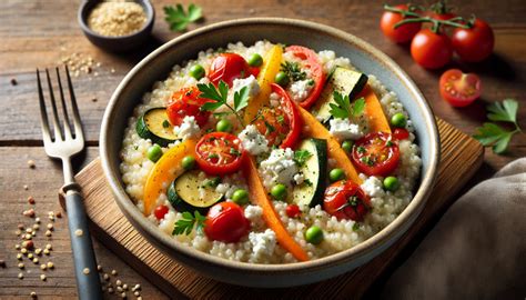 fotografija slane prosene kaše z zelenjavo in feta sirom