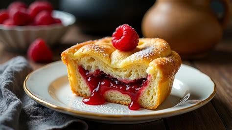 Thematic photo of brioche pie with strawberries
