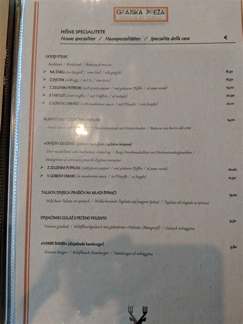 Tabela prednosti Gostilne in Pizzerije Grajska Preža