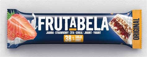 Ilustracija različnih okusov Frutabele Original z izpostavljenimi sadnimi sestavinami.