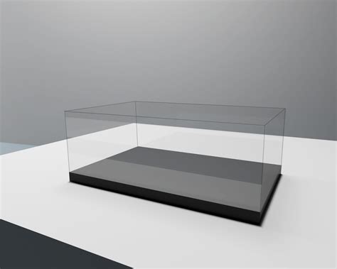 Infographic showing different shelving configurations and dimensions of a tabletop display case