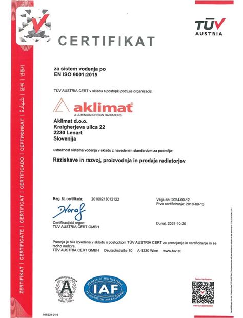 Certifikati kakovosti in laboratorijska oprema