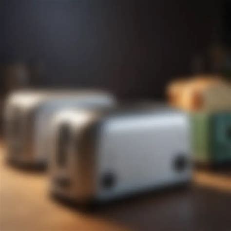 Photo collage of modern toaster designs with various features