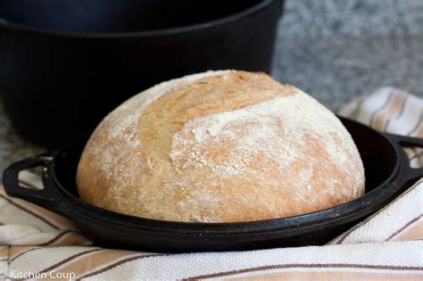 Photo of no-knead bread in a cast iron pot