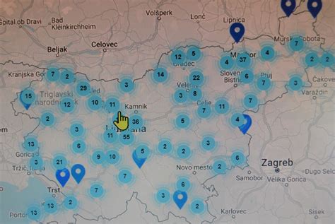 Zemljevid: lokacije kavarn v Sloveniji, ki ponujajo gourmet vročo čokolado