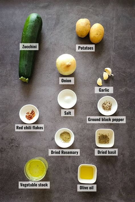 Infographic: basic ingredients for zucchini and potato soup
