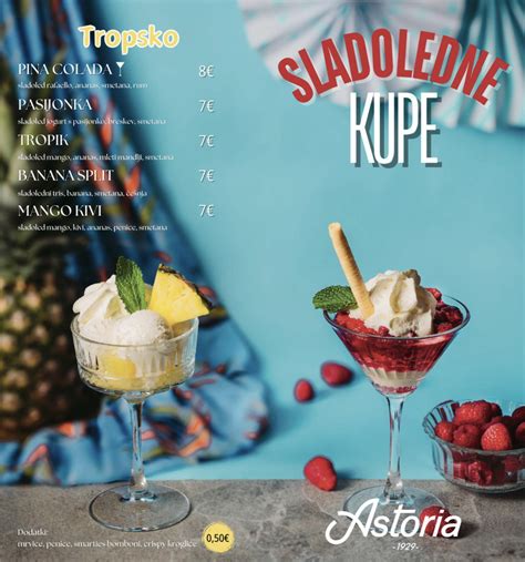 Fotografija različnih sladolednih kup in sladoledov v kepicah