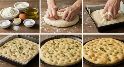 Infographic showing the steps of focaccia preparation