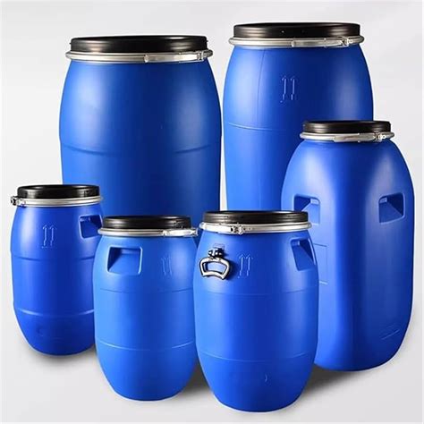 Thematic photo of plastic barrels with sauerkraut
