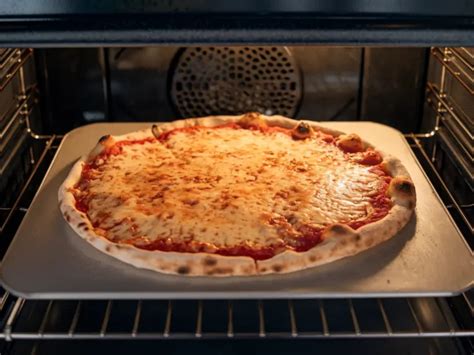 The Electrolux PizzaExpert oven with a pizza being placed on a cast iron tray using a pizza peel.